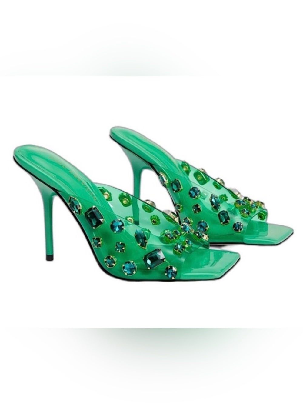 Good American Emma square, Diamonds Forever Mule in Summer Green, size 6.5 - Picture 6 of 8
